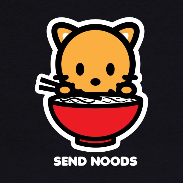 Cat Kitten Send Noods Food Noodles Pho Ramen Funny Animal by Bambu